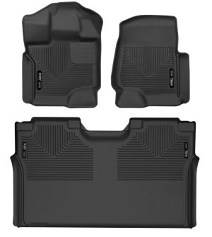 Ford F-150 SuperCrew Floor Liners - Front & 2nd Seat - Husky Liners - WeatherBeater Series - Black - `15-`19
